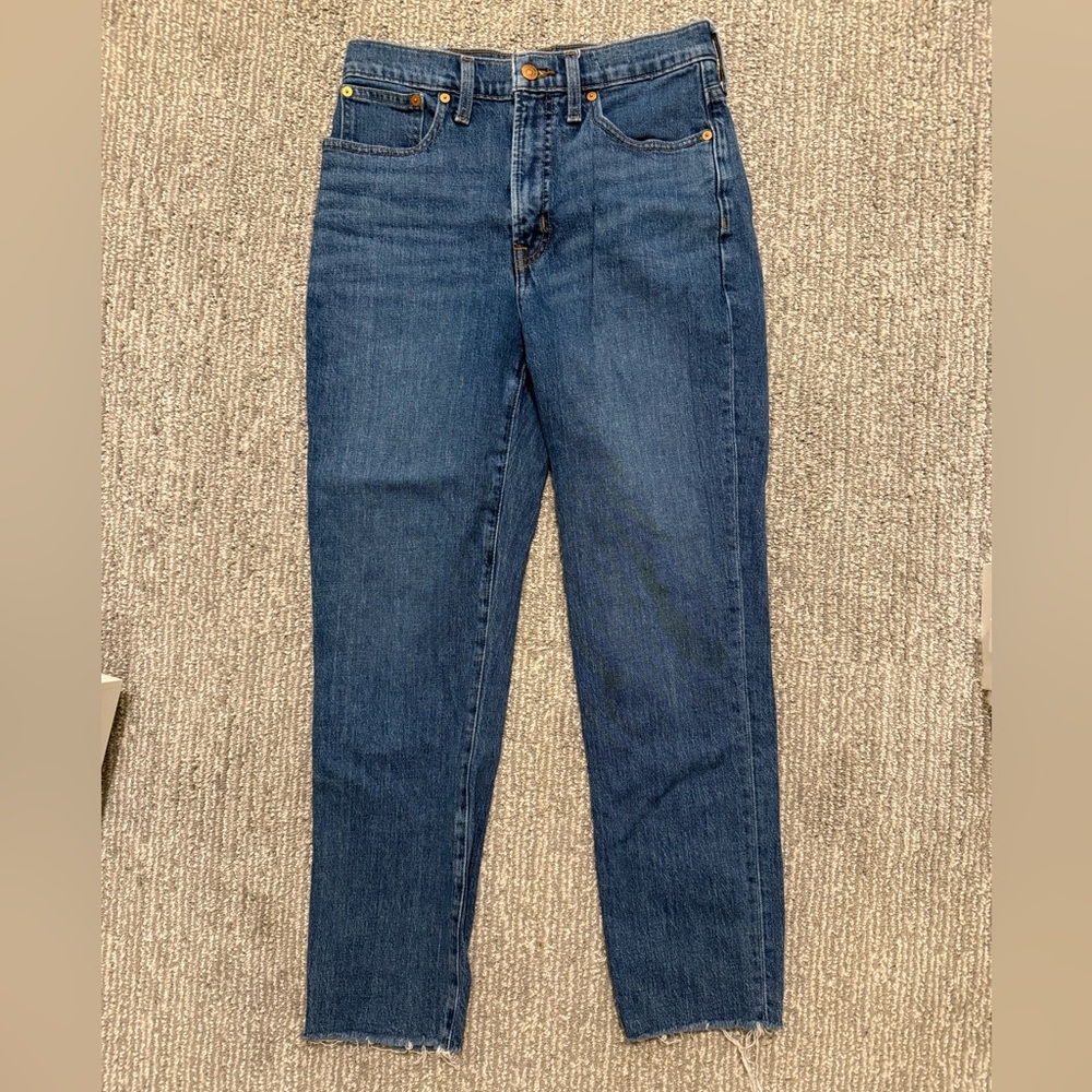 Madewell The Perfect Vintage Jean 27 High Rise Straight Raw Hem Medium Wash